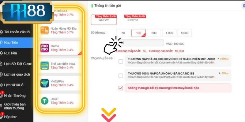 Nạp Tiền RR88 - Hướng Dẫn Chi Tiết Các Bước Thanh Toán Hướng dẫn chi tiết các bước gửi vốn tại RR88